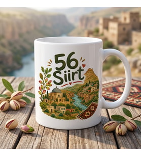 56 Siirt Doğa ve Yöresel Motif Temalı Memleket Baskılı Seramik Kupa