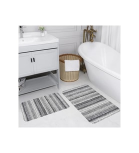 Rovigo Home Dijital Baskılı 2'li Banyo paspas Takımı RVG5159 (Gri)