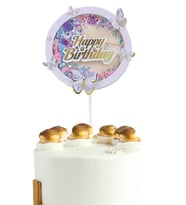Pasta Üstü Dekoratif Çubuklu Happy Bırthday Kelebekli