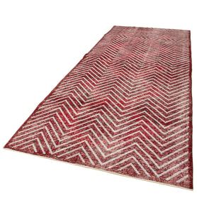 Kırmızı Halı El Dokuma Geometrik Motifli Modern Stil Salon Halısı Yumuşak Yüzey Koridor