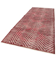 Kırmızı Halı El Dokuma Geometrik Motifli Modern Stil Salon Halısı Yumuşak Yüzey Koridor