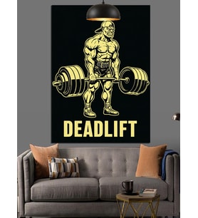 Zincirlerle Deadlift Yapan Bir Adam Dekoratif Kanvas - Mdf Ahşap Tablo
