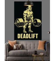 Zincirlerle Deadlift Yapan Bir Adam Dekoratif Kanvas - Mdf Ahşap Tablo