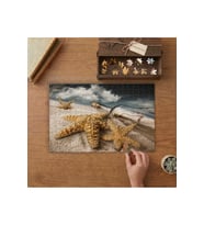 Şişe- Deniz Yıldızı - Kumsal Tasarımı 240 parça Ahşap Puzzle Ahşap Kutuda MP00163