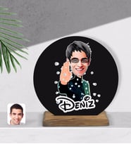 BK Gift Kişiye Özel Matrix Neo Karikatürlü Yuvarlak Ahşap Biblo-1