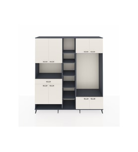 Hyperion Dolap 12 Raflı Tek Çekmeceli 8 Kapaklı 220x44x243 Antrasit-Aytaşı/Aytaşı