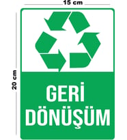 Metal Geri Dönüşüm 15 cm x 20 cm Uyarı Levhası Yönlendirme Tabelası