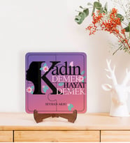 BK Gift Kişiye Özel İsimli Kadınlar Günü Hayat Tasarımlı Ahşap Standlı Puzzle Çerçeve-1