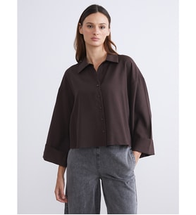 LCW Vision Kahverengi Oversize Modal Karışımlı Kadın Gömlek