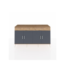 Kronos Konsol 4 Raflı 3 Çekmeceli 4 Kapaklı 176x59x99 Çam-Antrasit/Çam