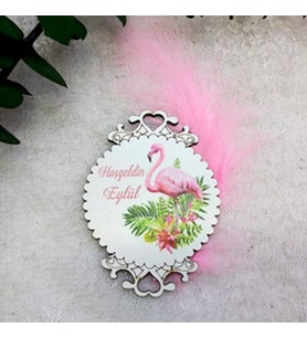 30 Adet Flamingo Baskılı Ahşap Bebek Şekeri Magnet-