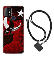 INFINIX Hot 8 9 10 11S Hot 10 Play 10T Kılıf Boyun Askılı Silikon Wolf and Moon 2 1381