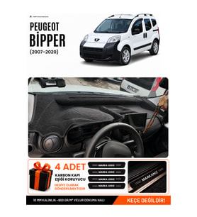 PEUGEOT BİPPER TAM KAPALI (2007-2020) Uyumlu Torpido Örtüsü Torpido Kılıfı - Siyah