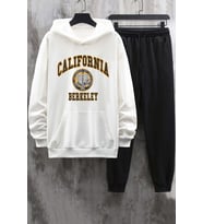 Unisex California Baskılı Eşofman Takımı (A.Beyaz)