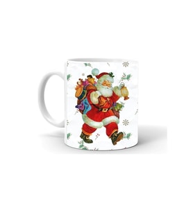 Yılbası Noel Temalı Baskılı Seramik Beyaz Kupa
