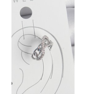 Pirinç Gümüş Renk Zirkon Taşlı Zincir Sonsuzluk Model Kadın Kıkırdak Küpe TJ-BKP10553
