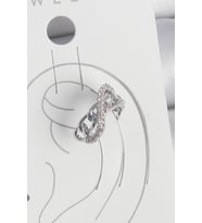 Pirinç Gümüş Renk Zirkon Taşlı Zincir Sonsuzluk Model Kadın Kıkırdak Küpe TJ-BKP10553