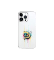 iPhone 14 Pro Max ile uyumlu Splash arı tasarımlı şeffaf silikon kılıf