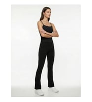 Koton İspanyol Paça Slim Fit Yüksek Bel Siyah Kadın Tayt 6WAK40137NK