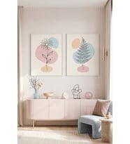 Minimalist Doğa Çizgileri 2'li Ahşap Çerçeveli Tablo Seti
