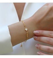 Yonca Sedefli Trend Gold Gümüş Bileklik