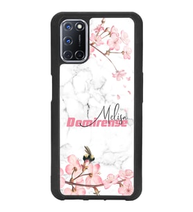 Oppo A72 Uyumlu Mermerli Sakura Tasarımlı Glossy Telefon Kılıfı