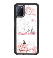 Oppo A72 Uyumlu Mermerli Sakura Tasarımlı Glossy Telefon Kılıfı
