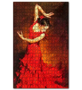 Cakapuzzle Kırmızı Elbiseli Flemenko Dansçısı Kadın Puzzle Yapboz MDF (Ahşap) (120 Parça)