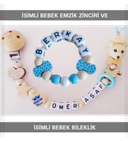 Sahi Aksesuar İsimli Bebek Emzik Zinciri ve Bebek Bileklik Seti