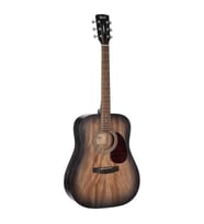 Cort Earth60M OPTB Masif Kapak Akustik Gitar - Trans Black (Başlangıç/Orta Seviye)  Masif Maun Kapak, Şeffaf Siyah Bitiş, Güçlü Orta Frekanslar ve Dreadnought Gövde