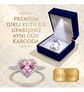 925 Ayar Gümüş Pembe Kalpli Yüzük