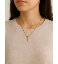 Fıora I Harfi  Çelik Zirkon Taşlı Harf Kolye Sade Şık Gold Ayarlanabilir Zincir Sevgiliye Arkadaşa Eşe Anneye Hediyelik