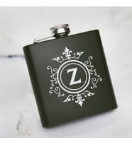 Harf İşlemeli Çelik Kanyak Matarası 6 Oz Yeşil