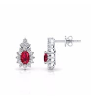 1,10 Karat Pırlantalı Yakut Küpe (Altın-Beyaz)