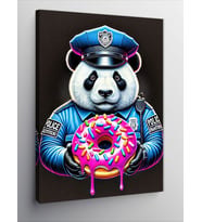 Kanvas Tablo Donut Tutan Polis Panda