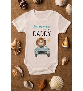 Erkek Ekru Bebek Daddy Baskılı Çıtçıtlı Body 5001