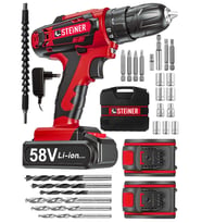 Steiner Alman V-tech 58 V 5 Ah Çelik Motor Çelik Şanzuman Darbeli Şarjlı Çift Akülü Vidalama Matkap