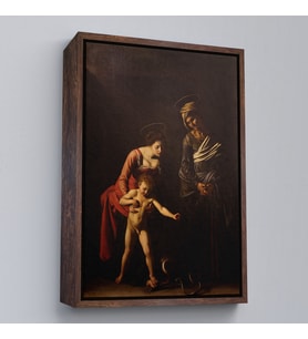 Çerçeveli Caravaggio - Madonna ve Çocuk, Aziz Anne ile Tablo (Siyah)