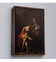 Çerçeveli Caravaggio - Madonna ve Çocuk, Aziz Anne ile Tablo (Siyah)