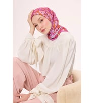 Dört Mevsim Antik Motif Viskon Velora Eşarp 6420 (Taba)