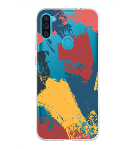 Samsung Galaxy M11 Kapak Brush Stroke Tasarımlı Şeffaf Silikon Kılıf
