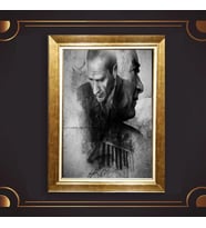 Altın Varaklı Çerçeveli Paspartulu Atatürk Tablo nl02A755 (Gold)