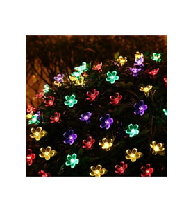 Çiçek Desenli Rgb Solar Aydınlatma-30 Ledli Güneş Enerjili Rgb Çok Renkli Bahçe Aydınlatması 5 M