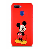 Oppo A5S Soft Premier Kapak Mickey Mouse-B Tasarımlı Silikon Kılıf - Kırmızı (Şeffaf)