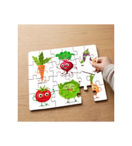 Sevimli Neşeli Sebzeler Tasarımlı 24 Parça Ahşap Çocuk Puzzle MPK1055
