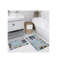 Rovigo Home Dijital Baskılı 2'li Banyo paspas Takımı RVG5127 (Mavi)