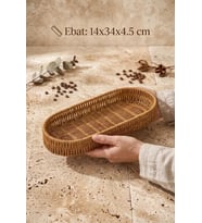 Rattan Oval Ekmek Sepeti 14x34x4.5 cm - El Örmesi Hasır Baharatlık Ve Mutfak Organizeri