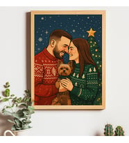 Kişiye Özel illüstrasyon Tablosu / yeni yıl hediyesi / Kişiye özel hediye / yılbaşı hediyesi / tablo / çerçeveli poster (Beyaz)