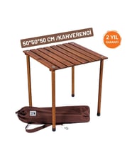 Bag The Joy 50x50x50cm Katlanır Rulo Kamp ve Piknik Masası (Kahverengi)