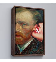 Çerçeveli Vincent van Gogh Kulağını Isıran Kadın Pop Art Tablo (Beyaz)